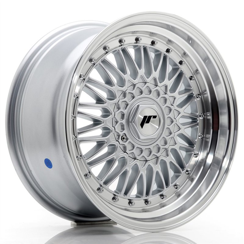 Japan Racing JR9 17x8,5 ET20-35 BLANK Gris Argenté et Rebord Poli+Gris Argenté Rivets