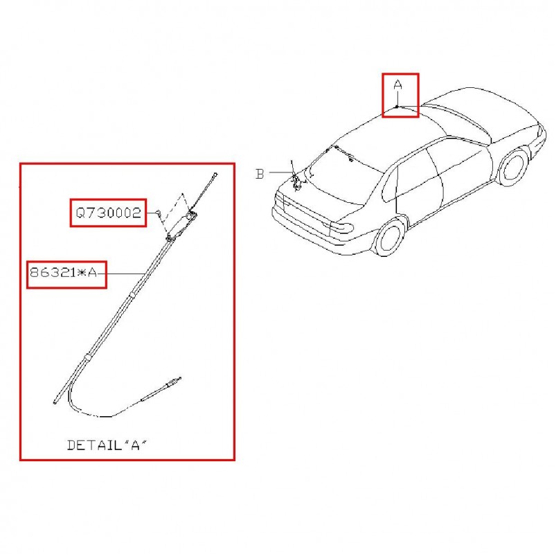 Antenne extérieure SUBARU GT 1995-2000