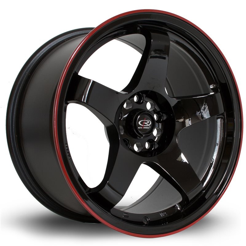 Rota GTR 17x9.5" 5x114.3 ET12, Noir, Liseret Rouge