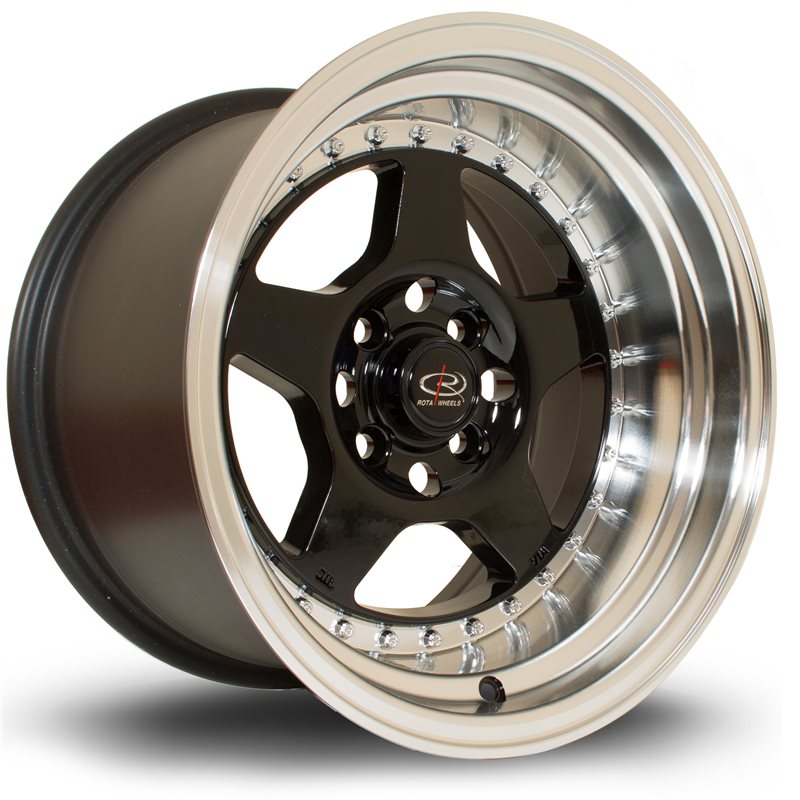Rota Kyusha 15x9" 4x100, ET0, Noir Brillant, Rebord Chromé