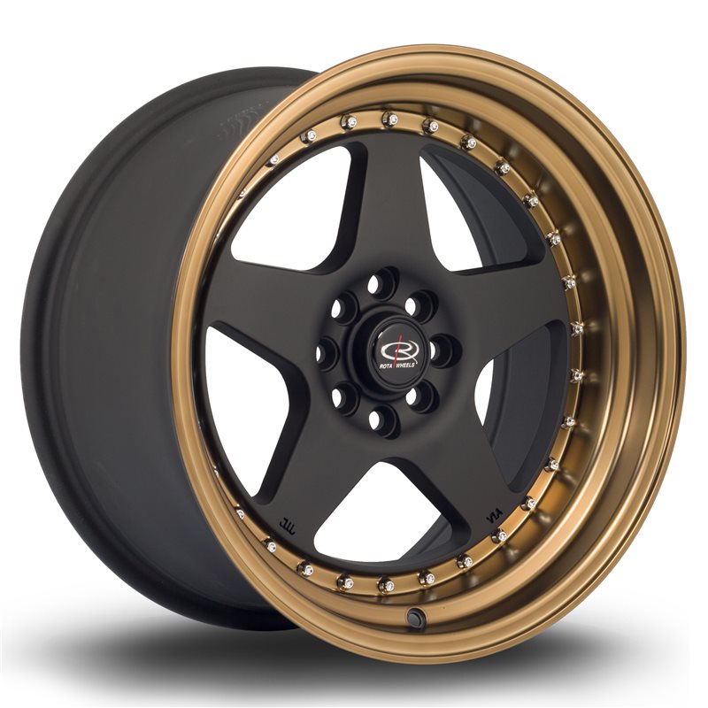 Rota Kyusha 17x9" 4x100/108 ET20, Noir Mat, Rebord Bronze