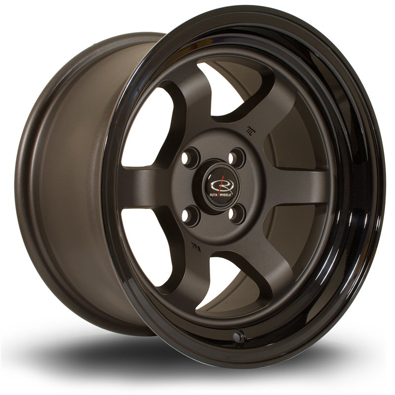 Rota Grid Max 15x8" 4x100 ET0, Gunmetal Mat, Rebord Brillant