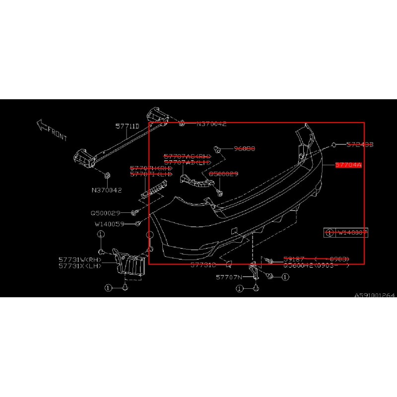 Pare choc arrière Impreza STI 2011-2014 (4 portes)