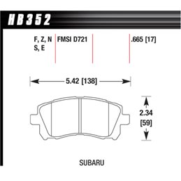 Plaquettes de Frein Avant HAWK Street HPS GT/STI 1995-1998/IMPREZA/LEGACY/FORESTER