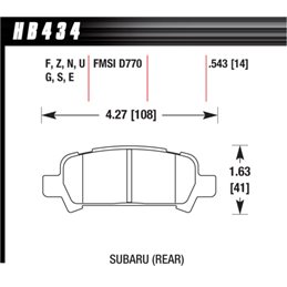 Plaquettes de Frein Arrière HAWK Street HPS 5.0 GT 1999-2000/STI 1997-2000/IMPREZA/LEGACY/FORESTER