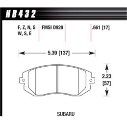 Plaquettes de Frein Avant HAWK Street HPS 5.0 Type 2.0R/Turbo Diesel/IMPREZA/LEGACY/FORESTER/XV/BRZ