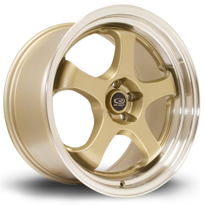 Rota D2EX 18x9.5" 5x114.3 ET12, Dorée, Rebord Poli