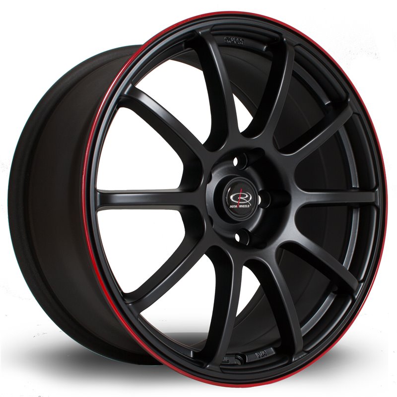 Rota Force 18x8.5" 5x114.3 ET48, Noir Mat, Liseret Rouge