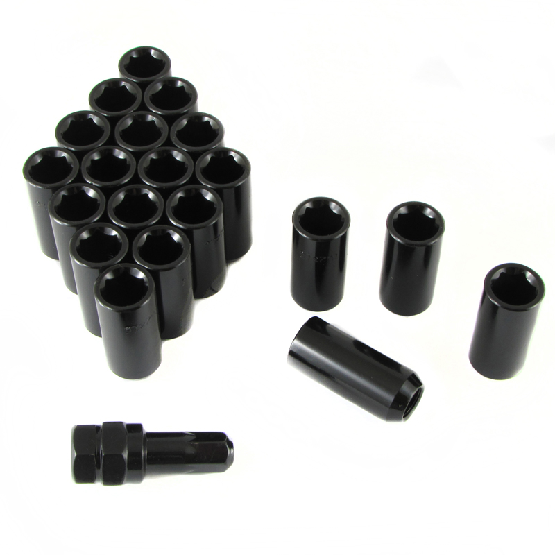 Ecrous Longs M12x1.25 | Renforcés, Noirs, Empreinte Interne (Pack de 20)