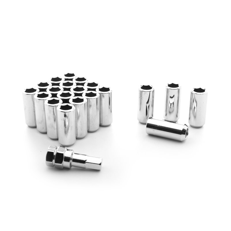 Ecrous Longs M12x1.5 | Renforcés, Chromés, Empreinte Interne (Pack de 20)