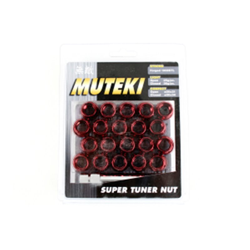 Ecrous MUTEKI 12x1.50 Ouverts Rouge