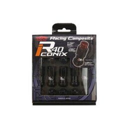 Ecrous R40 KICS Iconix Noir avec Capuchon Plastique Noir M12X1.25 20 PCS (Sans Antivol)