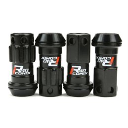 Ecrous R40 KICS Iconix Noir et Antivol avec Capuchon Plastique Noir M12X1.25 16+4