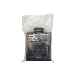 Ecrous R40 KICS Iconix Noir et Antivol avec Capuchon Plastique Noir M12X1.25 16+4