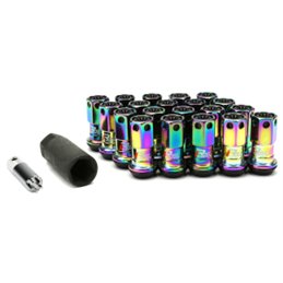 Ecrous R40 KICS Iconix Neo Chrome avec Capuchon Plastique Noir M12x1.25 16+4