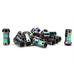Ecrous R40 KICS Iconix Neo Chrome avec Capuchon Plastique Noir M12x1.25 16+4