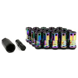 Ecrous R40 KICS Iconix Neo Chrome avec Capuchon Plastique Noir (Noir) M12x1.25 20 PCS (Sans Antivol)