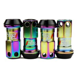 Ecrous R40 KICS Iconix Neo Chrome avec Capuchon Plastique Noir (Noir) M12x1.25 20 PCS (Sans Antivol)