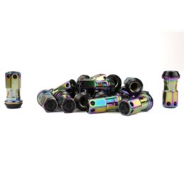 Ecrous R40 KICS Iconix Neo Chrome avec Capuchon Plastique Noir (Noir) M12x1.25 20 PCS (Sans Antivol)