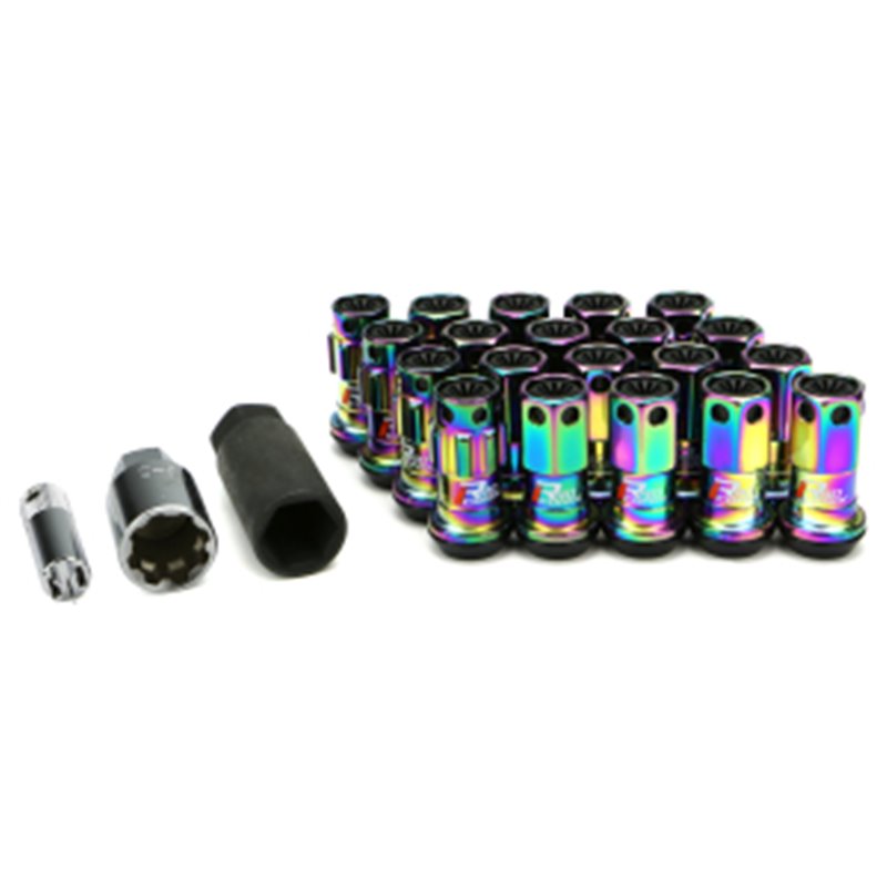 Ecrous R40 KICS Iconix Neo Chrome et Antivol avec Capuchon Plastique Noir M12x1.25 16+4