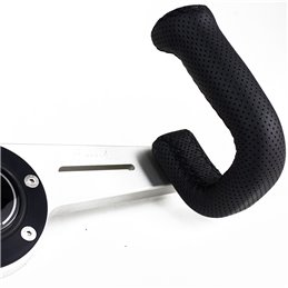 Volant Nardi 2Spokes, Cuir Noir Perforé, Branches Alu, Coutures Noires