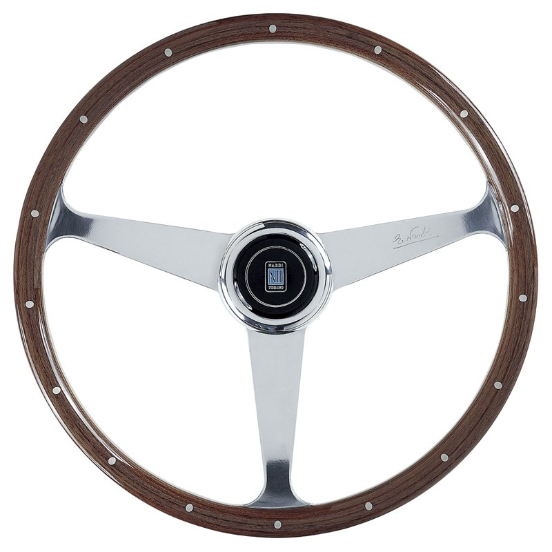 Volant Nardi 50e Anniv., Bois, Branches Chromées, Tulipé 45mm, Ø38 cm