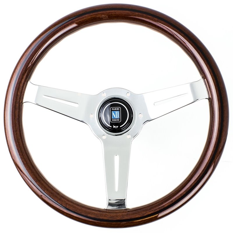 Volant Nardi Classic ND33, Bois, Branches Chromées, Tulipé 40mm, Ø33 cm