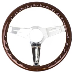 Volant Nardi Classic ND33, Bois, Branches Chromées, Tulipé 40mm, Ø33 cm