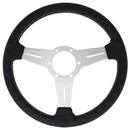 Volant Nardi Classic ND33, Cuir Noir, Branches Alu, Coutures Grises, Tulipé 40mm, Ø33 cm