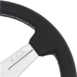 Volant Nardi Classic ND33, Cuir Noir, Branches Alu, Coutures Grises, Tulipé 40mm, Ø33 cm