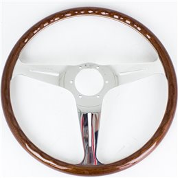 Nardi Classic ND34 Steering Wheel, Wood, Chrome Spokes, 40 mm, Ø34 cm Dish