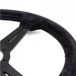 Volant Nardi Classic ND34, Cuir Noir Retourné, Branches Noires, Coutures Noires, Tulipé 40mm, Ø34 cm