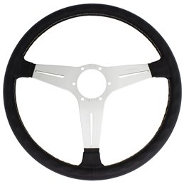Volant Nardi Classic ND34, Cuir Noir, Branches Alu, Coutures Grises, Tulipé 40mm, Ø34 cm