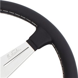 Volant Nardi Classic ND34, Cuir Noir, Branches Alu, Coutures Grises, Tulipé 40mm, Ø34 cm