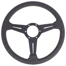 Volant Nardi Classic ND34, Cuir Noir, Branches Noires, Coutures Grises, Tulipé 40mm, Ø34 cm
