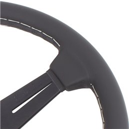 Volant Nardi Classic ND34, Cuir Noir, Branches Noires, Coutures Grises, Tulipé 40mm, Ø34 cm