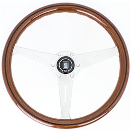 Volant Nardi Classic ND36, Bois Liseret Noir, Branches Chromées, Tulipé 40mm, Ø36 cm