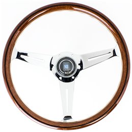 Volant Nardi Classic ND36, Bois, Branches Chromées, Tulipé 40mm, Ø36 cm