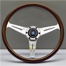 Volant Nardi Classic ND36, Bois, Branches Chromées, Tulipé 40mm, Ø36 cm (Gros Moyeu)