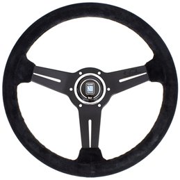 Volant Nardi Classic ND36, Cuir Noir Retourné, Branches Noires, Coutures Noires, Tulipé 40mm, Ø36 cm