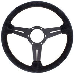 Volant Nardi Classic ND36, Cuir Noir Retourné, Branches Noires, Coutures Noires, Tulipé 40mm, Ø36 cm
