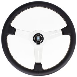 Volant Nardi Classic ND36, Cuir Noir, Branches Alu, Coutures Grises, Tulipé 40mm, Ø36 cm