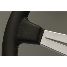 Volant Nardi Classic ND36, Cuir Noir, Branches Alu, Coutures Grises, Tulipé 40mm, Ø36 cm, Centre Noir