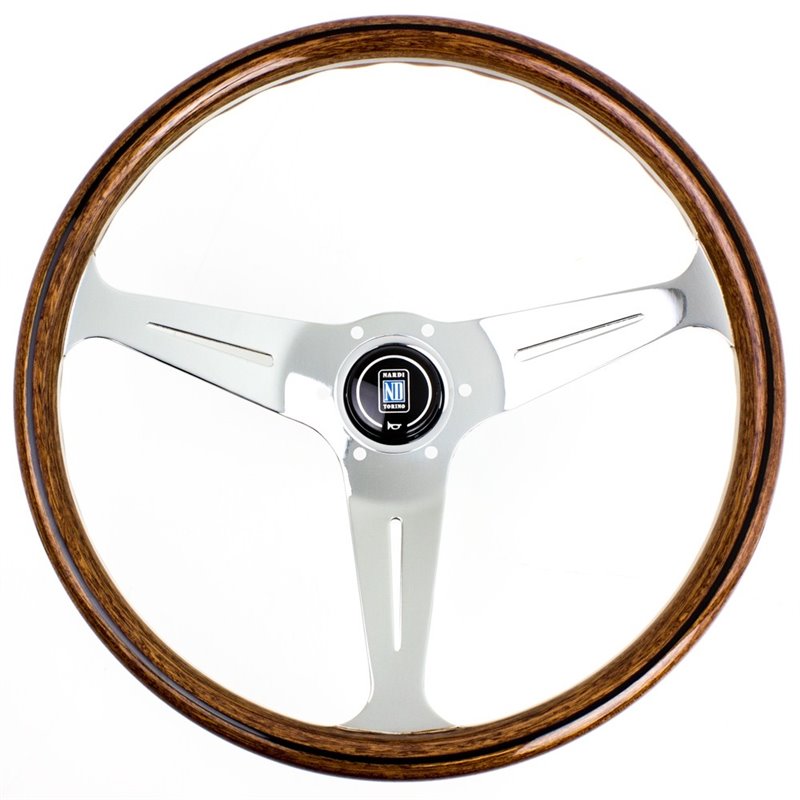 Volant Nardi Classic ND39, Bois, Branches Chromées, Tulipé 40mm, Ø39 cm
