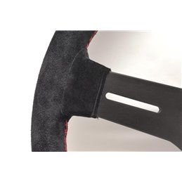 Nardi Competition Steering Wheel, Suede, Black Spokes, Red Stitching, 40 mm Dish, Ø33 cm