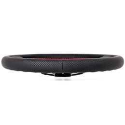 Volant Nardi Deep Corn, Cuir Noir Perforé, Branches Noires, Coutures Rouges, Tulipé 50mm, Ø33 cm