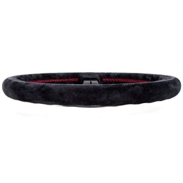 Volant Nardi Deep Corn, Cuir Noir Retourné, Branches Noires, Coutures Rouges, Tulipé 50mm, Ø33 cm