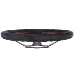 Volant Nardi Deep Corn, Cuir Noir Retourné, Branches Noires, Coutures Rouges, Tulipé 75mm, Ø35 cm