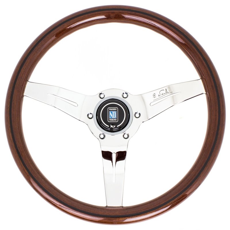 Nardi Deep Corn Steering Wheel, Wood, Chrome Spokes, 50 mm Dish, Ø33 cm