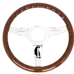 Nardi Deep Corn Steering Wheel, Wood, Chrome Spokes, 50 mm Dish, Ø33 cm